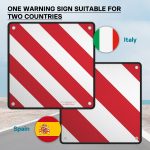 Terpo Opozorilna tabla za štrleč tovor 50x50 cm – Španija in Italija (avtodom, prikolica, nosilec za kolesa)