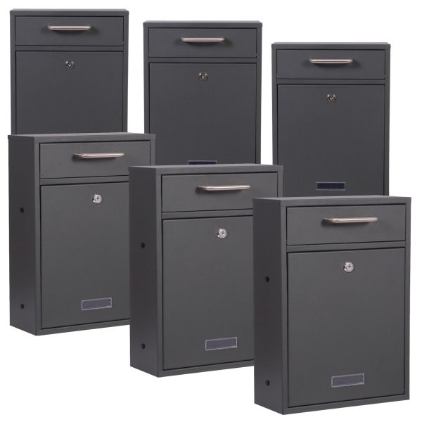 Terpo Samostoječi komplet 6 nabiralnikov model V52, 285 × 120 × 400 mm na predal, črna Fasada, vrata, ograja