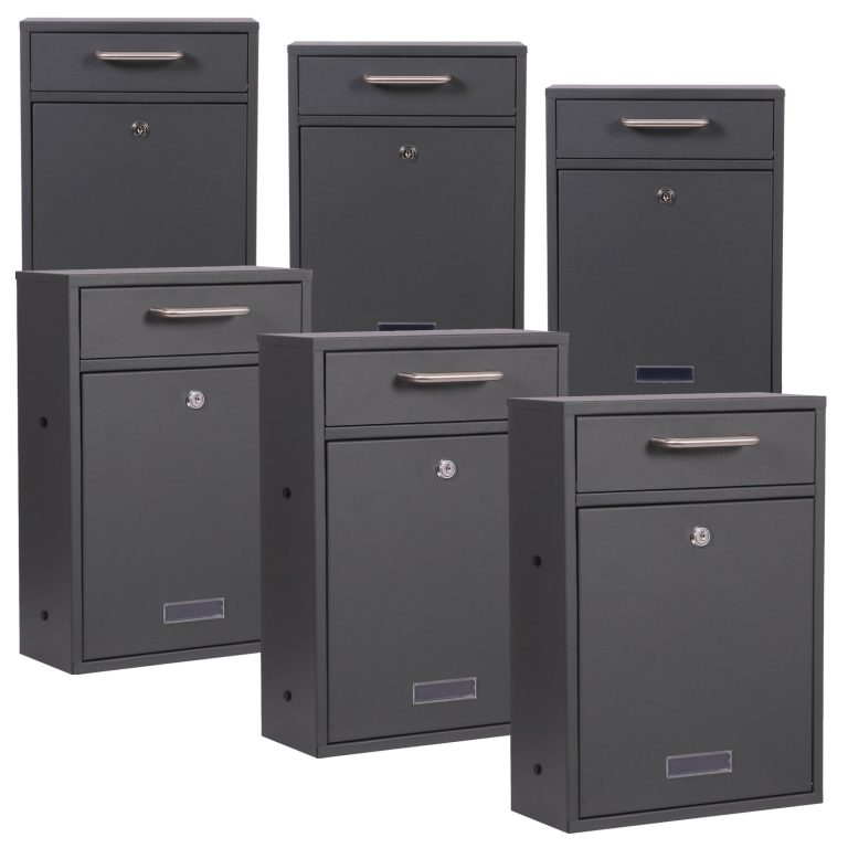Terpo Samostoječi komplet 6 nabiralnikov model V52, 285 × 120 × 400 mm na predal, črna Fasada, vrata, ograja