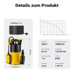 Terpo 3-v-1 potopna ploska črpalka 15.000 l/h, 850 W – plovno stikalo