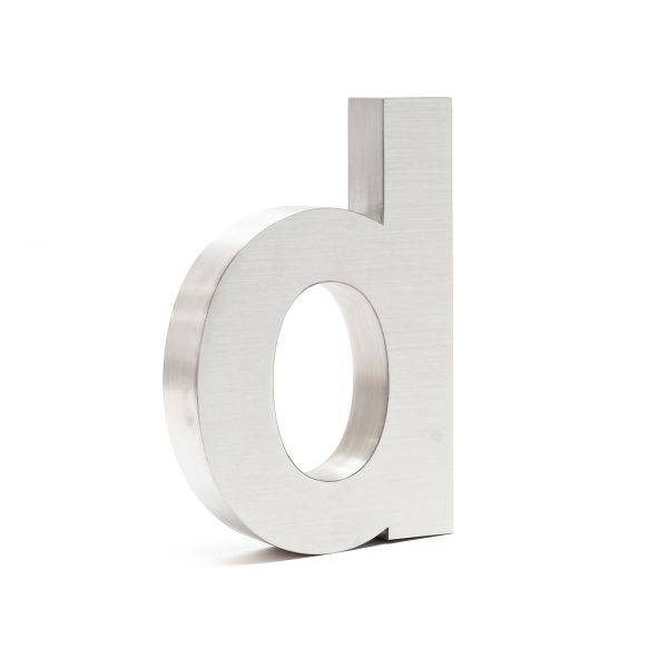 Terpo 3D hišna črka D, 200 × 128 × 30 mm, nerjavno jeklo, srebrna Fasada, vrata, ograja