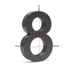 Terpo 3D hišna številka 8, 130 × 30 × 200 mm, antracitna, pocinkano jeklo, stenska montaža Fasada, vrata, ograja
