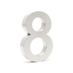Terpo 3D hišna številka 8, 130 × 30 × 200 mm, srebrna, nerjavno jeklo, stenska montaža Fasada, vrata, ograja
