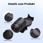 Terpo Adapter za vlečno vozilo 13-polni na 7-polni – za karavane, prikolice in konjske prikolice