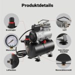 Terpo Airbrush kompresor AF186 z rezervoarjem 3 l – 4 bar Airbrush