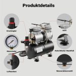 Terpo Airbrush kompresor AS196 z rezervoarjem 3 l – 6 bar Airbrush