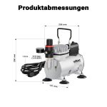 Terpo Airbrush kompresor AF18-2, 4 bar, 20–23 l/min in samodejni izklop Airbrush
