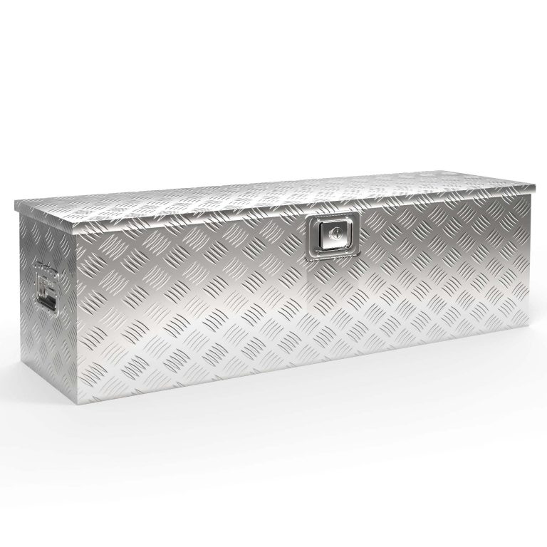 Terpo Aluminijasta škatla za orodje 124x37x38 cm – srebrna transportna škatla, škatla za orodje s ključi, alu škatla in zaboj s ročaji, prostorna škatla