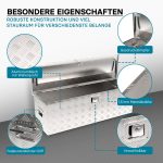 Terpo Aluminijasta škatla za orodje 124x37x38 cm – srebrna transportna škatla, škatla za orodje s ključi, alu škatla in zaboj s ročaji, prostorna škatla