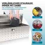 Terpo Aluminijasta škatla za orodje 124x37x38 cm – srebrna transportna škatla, škatla za orodje s ključi, alu škatla in zaboj s ročaji, prostorna škatla