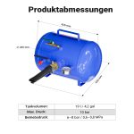 Terpo Booster za polnjenje pnevmatik 19 l, delovni tlak 6–8 bar – pnevmatski polnilnik za različne pnevmatike, maks. 10 bar