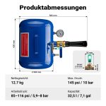 Terpo Booster za polnjenje pnevmatik 32,5 l, delovni tlak 6–8 bar – pnevmatski polnilnik za različne pnevmatike, maks. 10 bar
