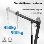 Terpo Delavniški žerjav pickup do 900 kg, višina 1800 mm – nakladalni žerjav z vrtljivim obročem 360° in vitlom, za talno montažo