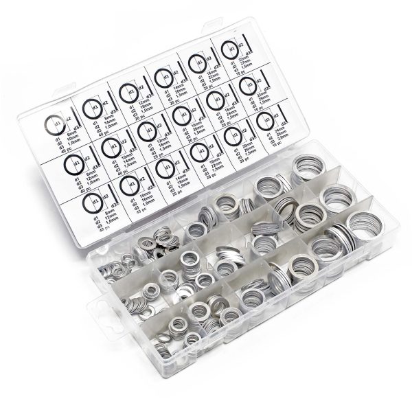 Terpo Set aluminijastih tesnilnih obročev 450-delni, v praktični plastični škatli Delavnica in orodje