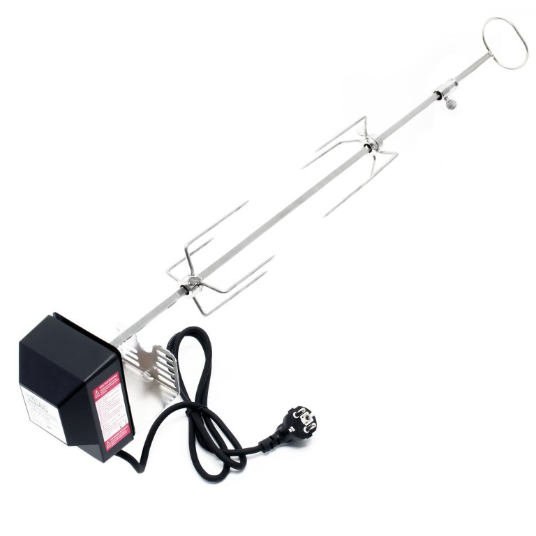 Terpo Električni raženj za žar 82 cm, 230 V, 4 W – 2 sponki za meso, nosilnost 10 kg