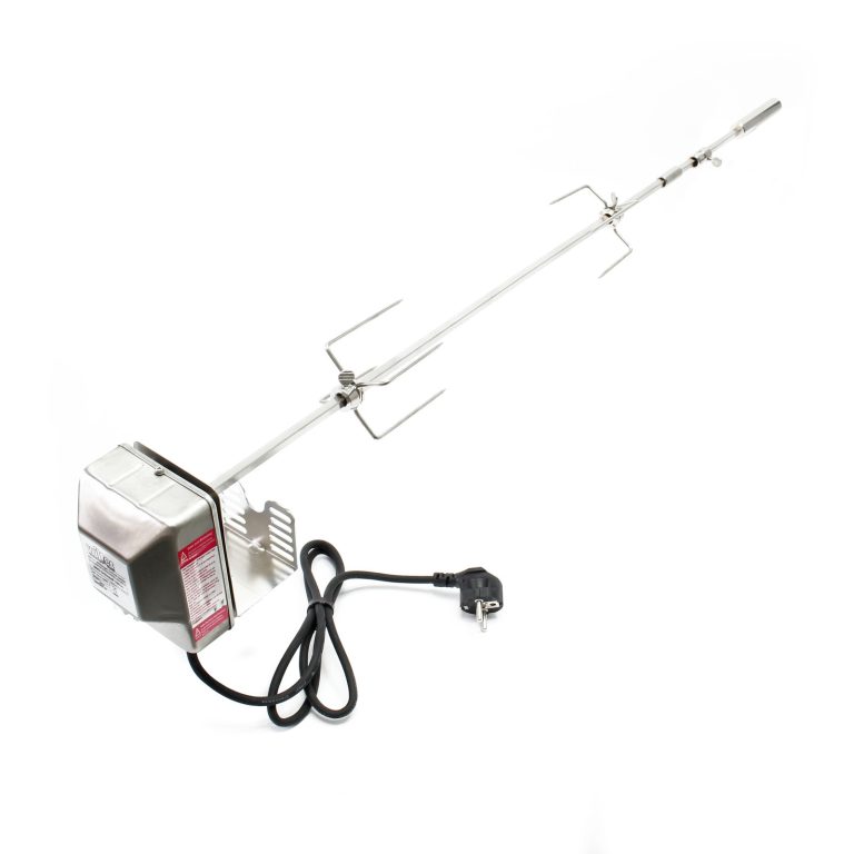 Terpo Električni raženj za žar 97 cm, 230 V, 4 W – 2 sponki za meso, nosilnost 10 kg