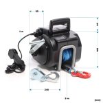 Terpo Električni vitel 12V 450W do 2267 kg, 1,38 m/min, z ročico in kljukami – motorni vitel za reševanje vozil in čolnov