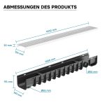 Terpo Komplet 1 m odtočnega kanala 140 × 115 mm s pocinkano rešetko, 1,5 t Fasada, vrata, ograja