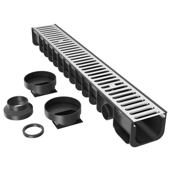 Terpo Komplet 1 m odtočnega kanala 140 × 115 mm s pocinkano rešetko, 1,5 t Fasada, vrata, ograja
