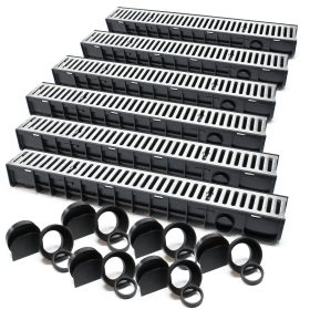 Terpo Komplet 6 m odtočnega kanala 140 × 115 mm s pocinkano rešetko, 1,5 t Fasada, vrata, ograja