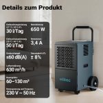 Terpo Gradbeni razvlaževalnik 650 W – mere 470 x 440 x 850 mm Delavnica in orodje