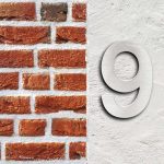 Terpo Hišna številka 9 iz nerjavnega jekla – 20 cm, 3D dizajn, srebrna Fasada, vrata, ograja