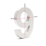 Terpo Hišna številka 9 iz nerjavnega jekla – 20 cm, 3D dizajn, srebrna Fasada, vrata, ograja