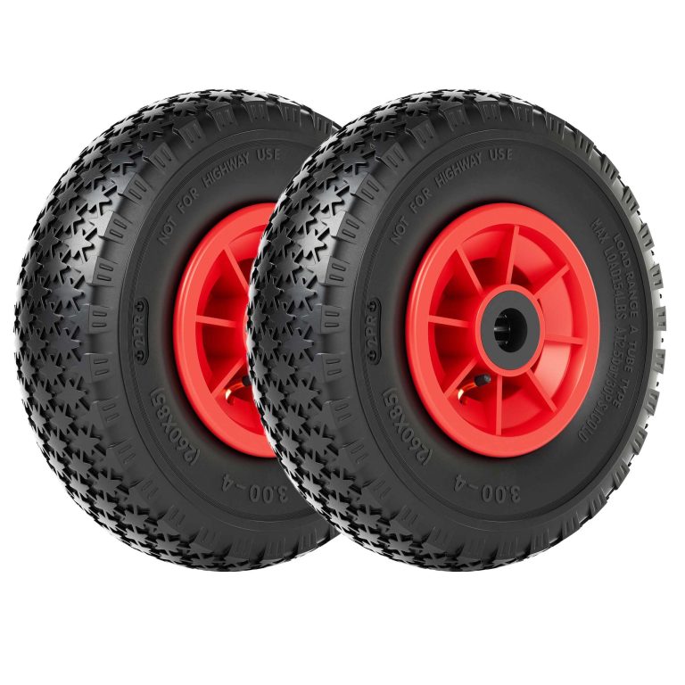 Terpo Komplet 2 koles za samokolnico 3.00-4 – plastično platišče, kotni ventil, 90 kg