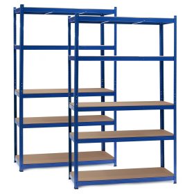 Terpo Komplet 2 modrih regalov 1200 × 600 × 2000 mm, 5 MDF-polic po 200 kg Delavnica in orodje