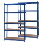 Terpo Komplet 2 skladiščnih regalov 1000 × 500 × 2000 mm, 5 MDF-polic/regal, 200 kg/polico, moder okvir Delavnica in orodje