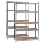 Terpo Komplet 2 skladiščnih regalov 1200 × 500 × 2000 mm, 4 MDF-police × 175 kg, srebrna Delavnica in orodje