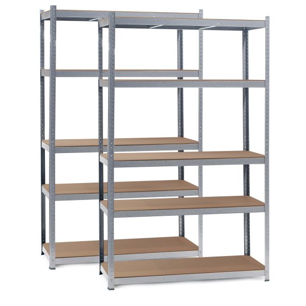 Terpo Komplet 2 skladiščnih regalov 1200 × 500 × 2000 mm, 4 MDF-police × 175 kg, srebrna Delavnica in orodje