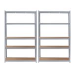 Terpo Komplet 2 skladiščnih regalov 1200 × 500 × 2000 mm, 4 MDF-police × 175 kg, srebrna Delavnica in orodje