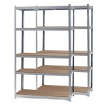 Terpo Komplet 2 skladiščnih regalov 1200 × 500 × 2000 mm, 4 MDF-police × 175 kg, srebrna Delavnica in orodje