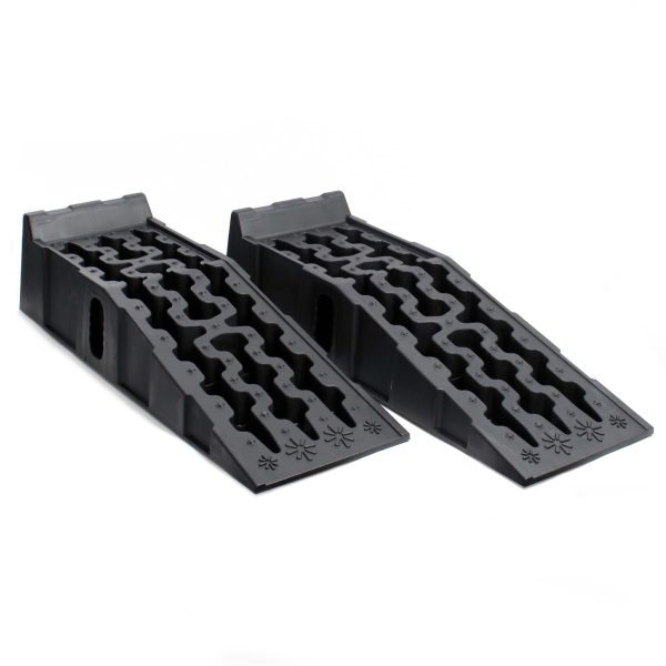 Terpo Komplet 2 težkih avtomobilskih ramp, 910 × 300 × 220 mm, nosilnost 5000 kg na par, HDPE-plastika Prikolice