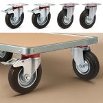 Terpo Komplet 4 vrtljivih transportnih koles Ø 125 mm – 2 z dvojno zavoro, nosilnost 100 kg na kolesce Delavnica in orodje