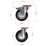 Terpo Komplet 4 vrtljivih transportnih koles Ø 125 mm – 2 z dvojno zavoro, nosilnost 100 kg na kolesce Delavnica in orodje
