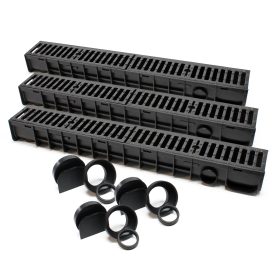 Terpo Komplet 3 m odtočnega kanala 140 × 115 mm z litoželezno rešetko, 25 t Fasada, vrata, ograja