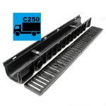 Terpo Komplet 3 m odtočnega kanala 140 × 115 mm z litoželezno rešetko, 25 t Fasada, vrata, ograja