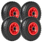 Terpo Komplet 4 koles za samokolnico 3.00-4 – plastično platišče, kotni ventil, 90 kg