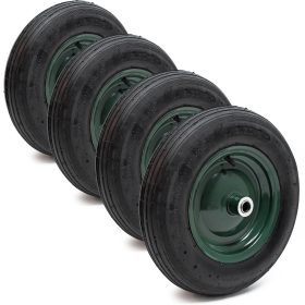 Terpo Komplet 4 koles za samokolnico 3.50-8 – kovinsko platišče, kotni ventil, 130 kg