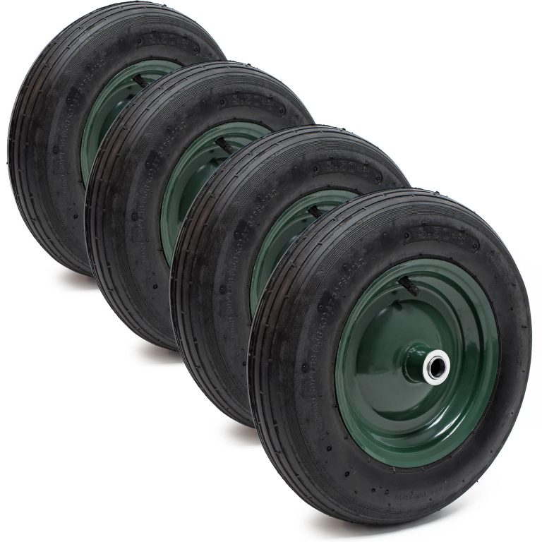 Terpo Komplet 4 koles za samokolnico 3.50-8 – kovinsko platišče, kotni ventil, 130 kg
