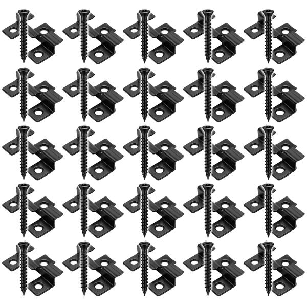 Terpo Komplet 50 inox sponk za terasne deske, utor 6 mm, 60 vijakov Torx T15 3,5 × 20 mm, črna prevleka Gradbeni materiali in pripomočki