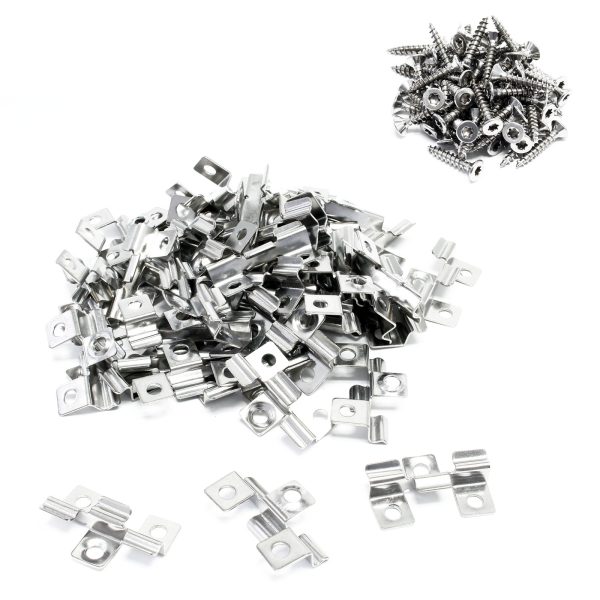 Terpo Komplet 50 inox sponk za terasne deske, utor 8 mm, 60 vijakov Torx T15 3,5 × 20 mm, neprevlečeni inox Gradbeni materiali in pripomočki