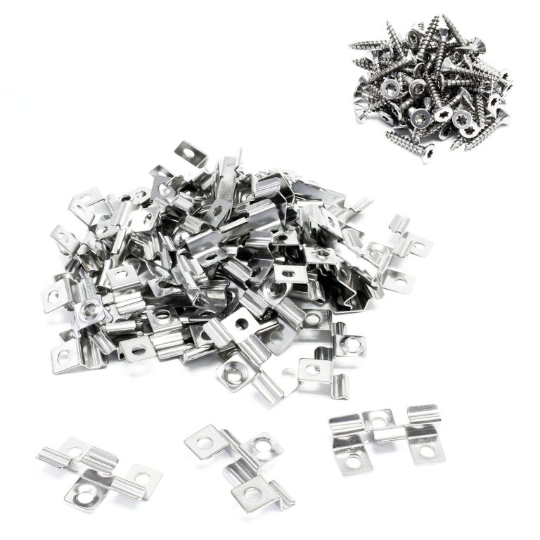 Terpo Komplet 50 inox sponk za terasne deske, utor 8 mm, 60 vijakov Torx T15 3,5 × 20 mm, neprevlečeni inox Gradbeni materiali in pripomočki