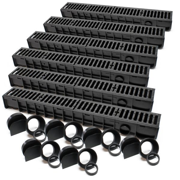 Terpo Komplet 6 m odtočnega kanala 140 × 115 mm z litoželezno rešetko, 25 t Fasada, vrata, ograja