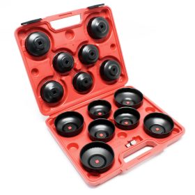 Terpo Komplet pokrovčkov za oljni filter 14-delni – ključi 65–100 mm, nastavek 10 mm, z adapterjem v kovčku