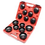 Terpo Komplet pokrovčkov za oljni filter 14-delni – ključi 65–100 mm, nastavek 10 mm, z adapterjem v kovčku