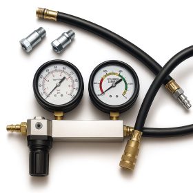Terpo Kompresijski tester za bencinske motorje z adapterji, v kovčku – za diagnostiko puščanja valjev