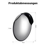 Terpo Konveksno prometno ogledalo 75 cm – 160° vidno polje, črno zaščitno ohišje Fasada, vrata, ograja